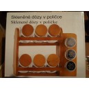 Dozy 6 ks + dřevěn&aacute; polička